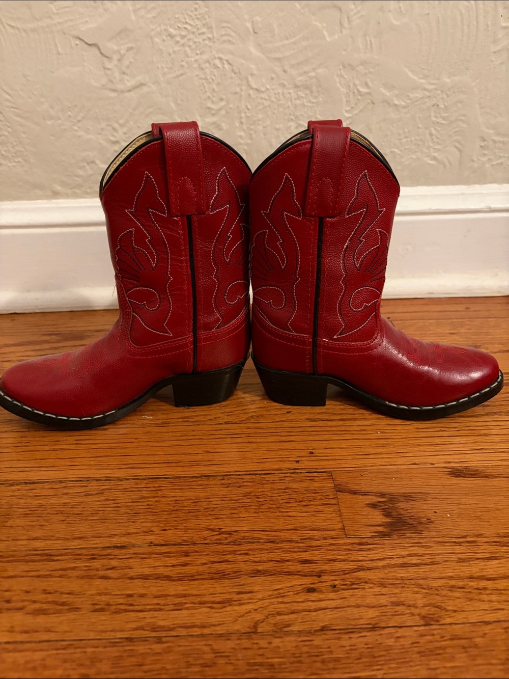 Red Western Cowboy Boots - Classic Stitch Detail Kids sz 11